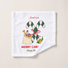 かわいいミニマルなクリスマスと新年おめでとう ウォッシュタオル