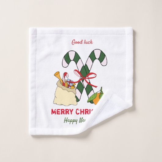 かわいいミニマルなクリスマスと新年おめでとう ウォッシュタオル (ウォッシュタオル)