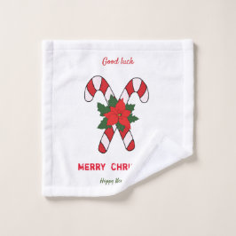 かわいいミニマルなクリスマスと新年おめでとう ウォッシュタオル