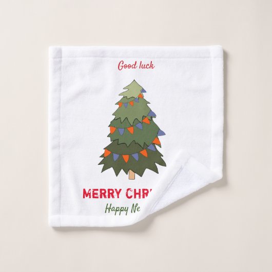 かわいいミニマルなクリスマスと新年おめでとう ウォッシュタオル (ウォッシュタオル)