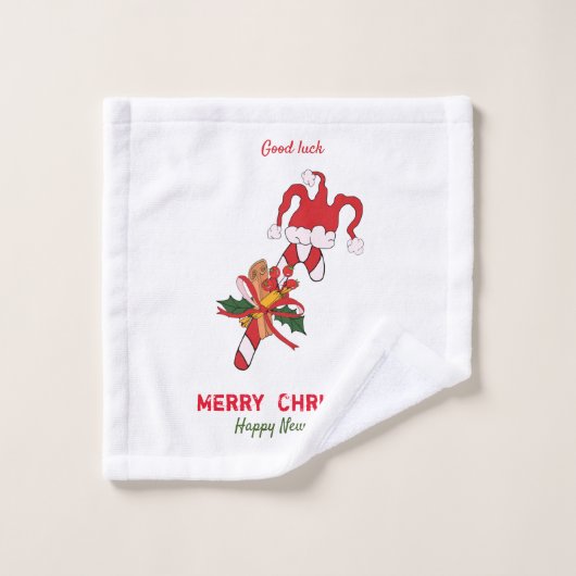 かわいいミニマルなクリスマスと新年おめでとう ウォッシュタオル (ウォッシュタオル)