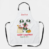 かわいいミニマルなクリスマスと新年おめでとう エプロン (正面)