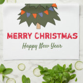 かわいいミニマルなクリスマスと新年おめでとう キッチンタオル (折り畳み)