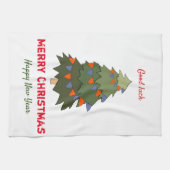 かわいいミニマルなクリスマスと新年おめでとう キッチンタオル (横)