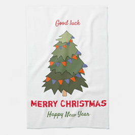 かわいいミニマルなクリスマスと新年おめでとう キッチンタオル