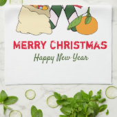 かわいいミニマルなクリスマスと新年おめでとう キッチンタオル (折り畳み)