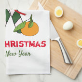 かわいいミニマルなクリスマスと新年おめでとう キッチンタオル (四つ折り)