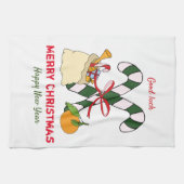 かわいいミニマルなクリスマスと新年おめでとう キッチンタオル (横)