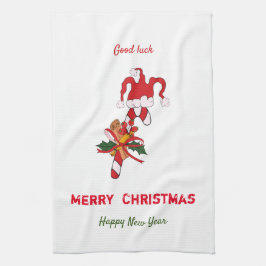 かわいいミニマルなクリスマスと新年おめでとう キッチンタオル