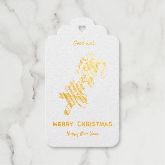 かわいいミニマルなクリスマスと新年おめでとう ギフトタグ (正面)