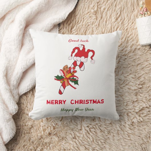 かわいいミニマルなクリスマスと新年おめでとう クッション (ブランケット)