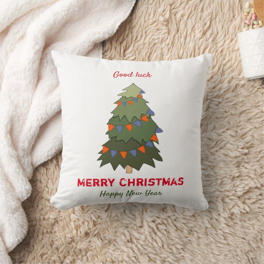 かわいいミニマルなクリスマスと新年おめでとう クッション (ブランケット)