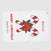 かわいいミニマルなクリスマスと新年おめでとう ゴルフタオル (横)