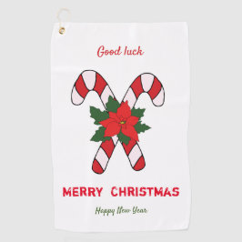 かわいいミニマルなクリスマスと新年おめでとう ゴルフタオル