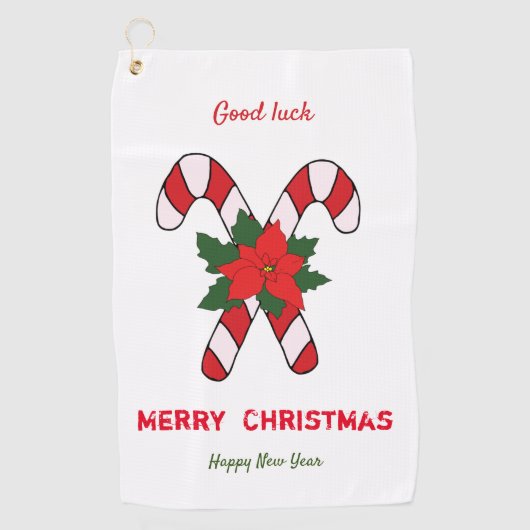 かわいいミニマルなクリスマスと新年おめでとう ゴルフタオル (正面)
