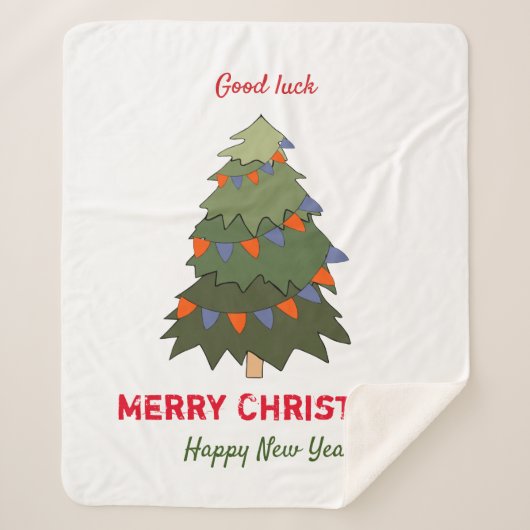 かわいいミニマルなクリスマスと新年おめでとう シェルパブランケット (正面)