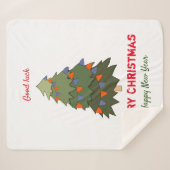 かわいいミニマルなクリスマスと新年おめでとう シェルパブランケット (正面(横))