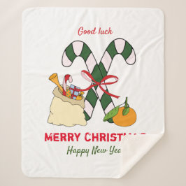 かわいいミニマルなクリスマスと新年おめでとう シェルパブランケット