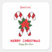 かわいいミニマルなクリスマスと新年おめでとう スクエアシール (正面)