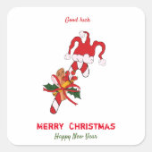 かわいいミニマルなクリスマスと新年おめでとう スクエアシール (正面)