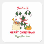 かわいいミニマルなクリスマスと新年おめでとう スクエアシール (正面)