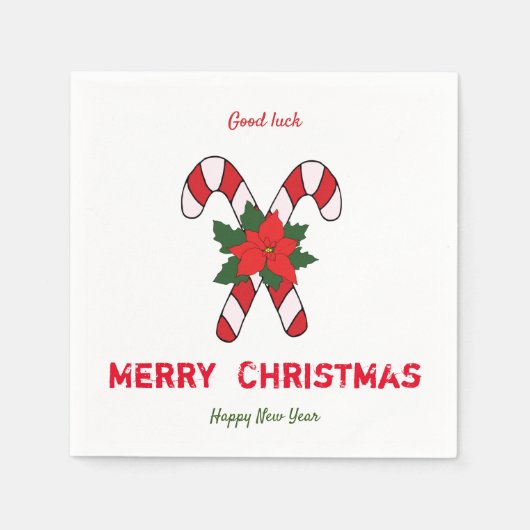 かわいいミニマルなクリスマスと新年おめでとう スタンダードカクテルナプキン (正面)