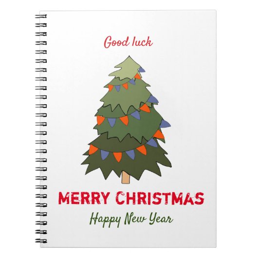 かわいいミニマルなクリスマスと新年おめでとう ノートブック (正面)