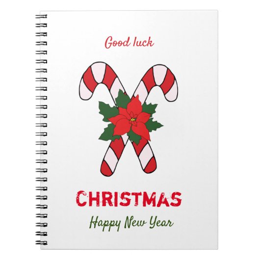 かわいいミニマルなクリスマスと新年おめでとう ノートブック (正面)