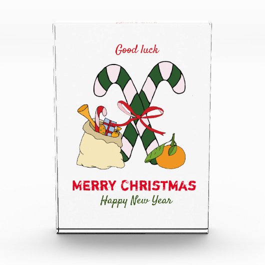 かわいいミニマルなクリスマスと新年おめでとう フォトブロック (正面)