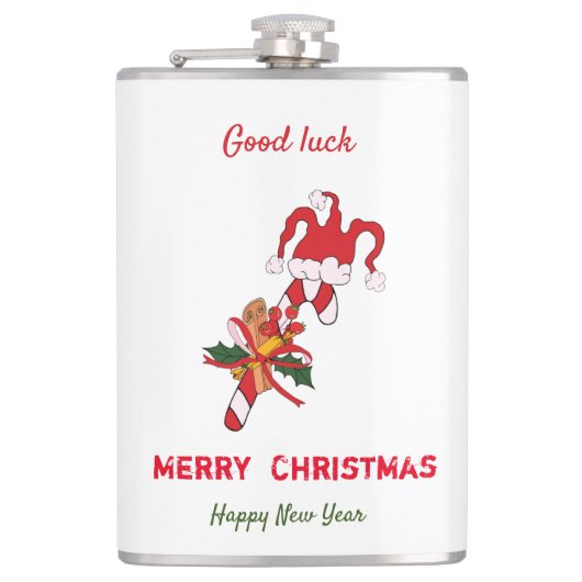 かわいいミニマルなクリスマスと新年おめでとう フラスク (正面)