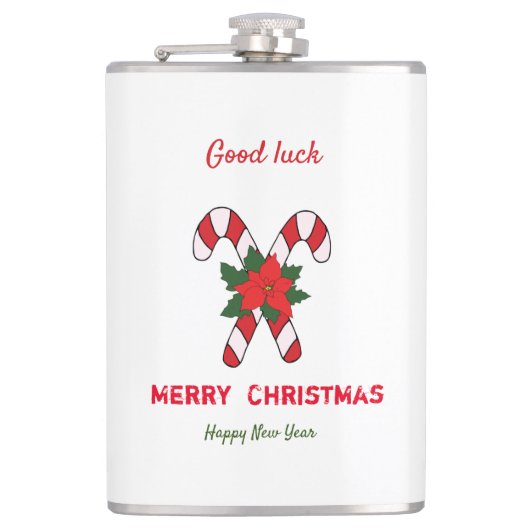 かわいいミニマルなクリスマスと新年おめでとう フラスク (正面)