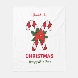 かわいいミニマルなクリスマスと新年おめでとう フリースブランケット