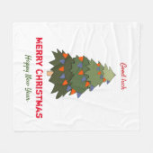 かわいいミニマルなクリスマスと新年おめでとう フリースブランケット (正面(横))