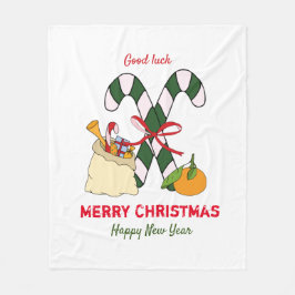 かわいいミニマルなクリスマスと新年おめでとう フリースブランケット