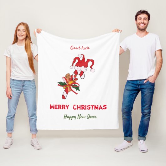 かわいいミニマルなクリスマスと新年おめでとう フリースブランケット (インサイチュ)