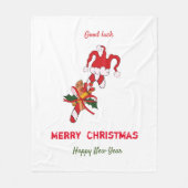 かわいいミニマルなクリスマスと新年おめでとう フリースブランケット (正面)