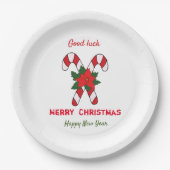かわいいミニマルなクリスマスと新年おめでとう ペーパープレート (正面)