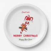 かわいいミニマルなクリスマスと新年おめでとう ペーパープレート (正面)