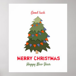 かわいいミニマルなクリスマスと新年おめでとう ポスター