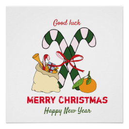 かわいいミニマルなクリスマスと新年おめでとう ポスター