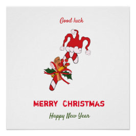 かわいいミニマルなクリスマスと新年おめでとう ポスター