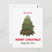 かわいいミニマルなクリスマスと新年おめでとう ポストカード (正面/裏面)