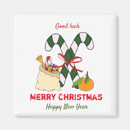 かわいいミニマルなクリスマスと新年おめでとう マグネット