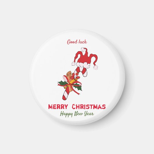 かわいいミニマルなクリスマスと新年おめでとう マグネット (正面)