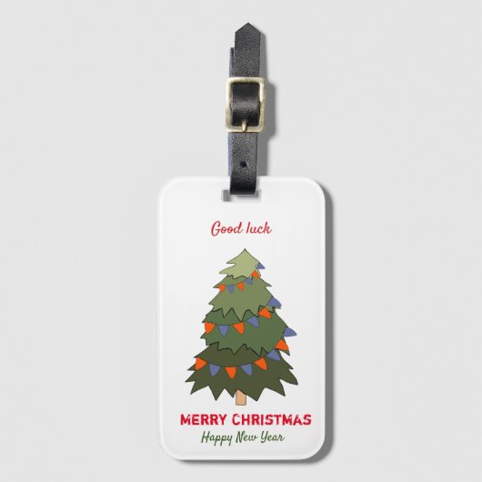 かわいいミニマルなクリスマスと新年おめでとう ラゲッジタグ (正面縦)