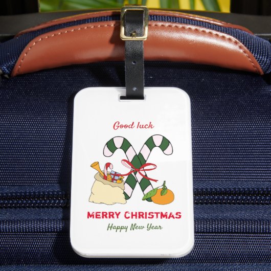 かわいいミニマルなクリスマスと新年おめでとう ラゲッジタグ (正面インサイチュ2)