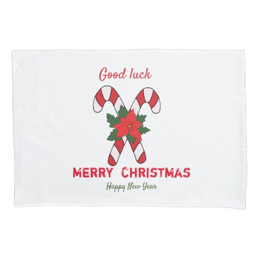 かわいいミニマルなクリスマスと新年おめでとう 枕カバー (正面)