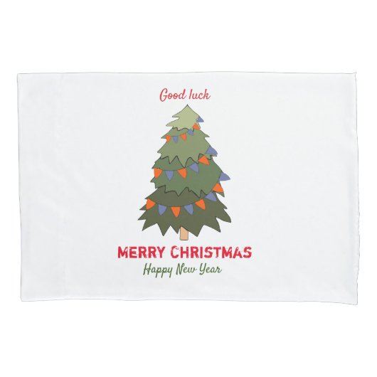 かわいいミニマルなクリスマスと新年おめでとう 枕カバー (正面)