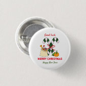 かわいいミニマルなクリスマスと新年おめでとう 缶バッジ (正面&裏面)