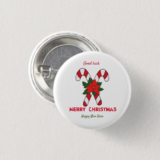 かわいいミニマルなクリスマスと新年おめでとう 缶バッジ (正面&裏面)